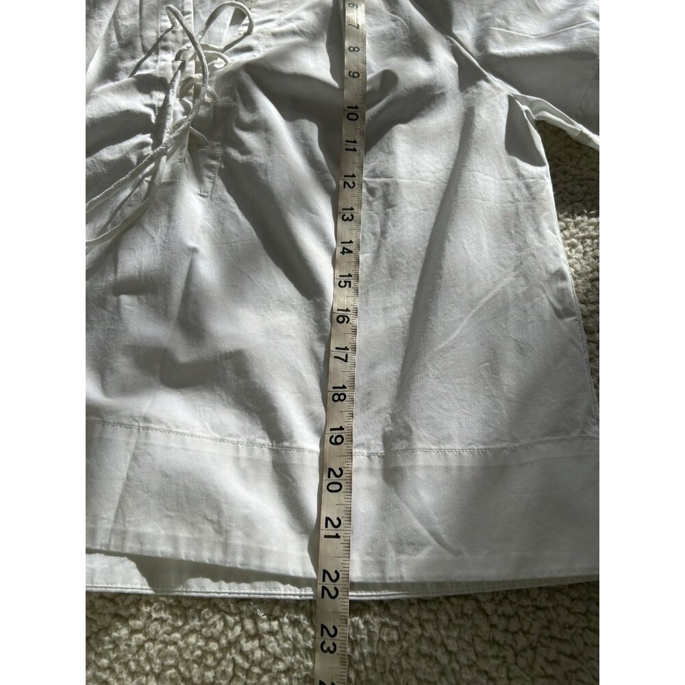 Madewell $98 Womens Short Sleeve Poplin Lace Up Top in White Size S #NW070 - Picture 11 of 12